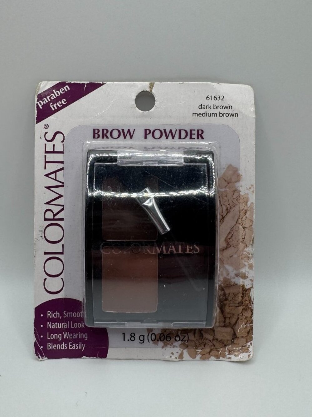 Colormates Brow Powder 61632 Dark Brown/Medium Brown .06 oz.